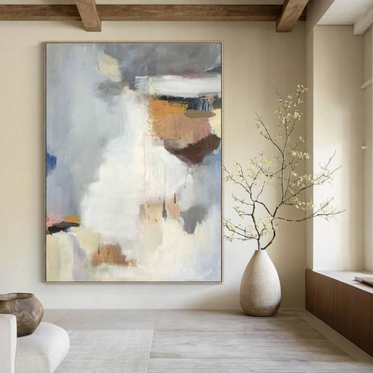 Gray - White Color - Block Abstract for Modern Office Lounge & Art - Focused Library DLZ0963