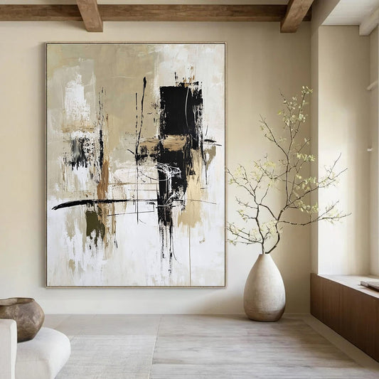 Beige and Black Abstract with Lines for Creative Studio & Industrial - Chic Loft STSC413