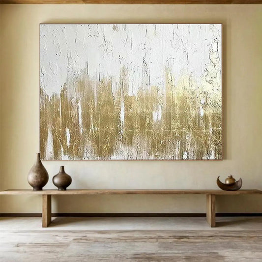 Gold - Foil Texture Abstract Art for Luxurious Entryway DLZ2811