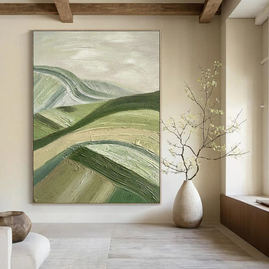 Green Rolling Hills Painting for Country Kitchen & Hiking Lodge DLZ0606