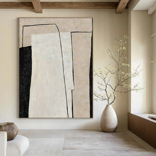 Black - White Geometric Art for Minimalist Living Room & Art Gallery DLZ2041