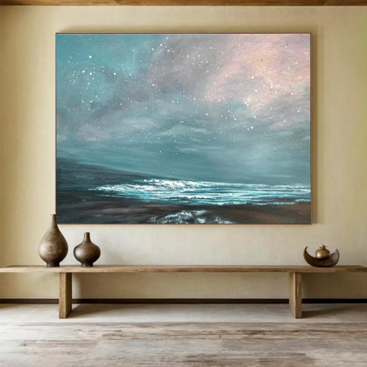 Starry Sky and Sea Oil Painting for Dreamy Reading Nooks DLZ2490