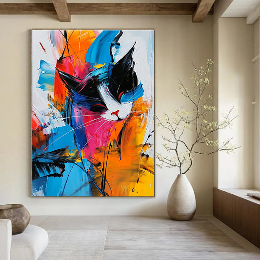 Colorful Abstract Cat for Playful Kids’ Room & Art - Centric Lounge STSC306