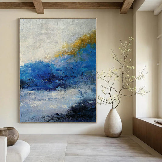Blue - Tone Landscape Abstract Art for Living Room & Sunroom DLZ0545