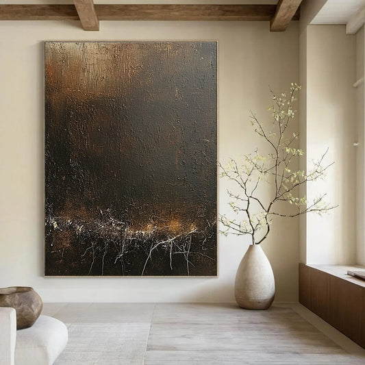 Dark Textured Abstract Art for Industrial - Chic Loft & Introspective Home Study STSC1429