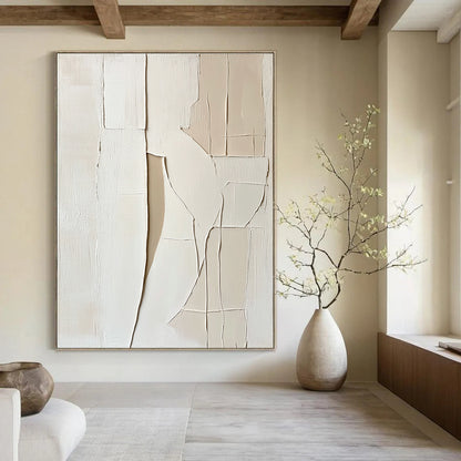 Textured White Abstract Architectural Abstract Art for Modern Home Hallway & Contemporary Art Gallery STSC1467