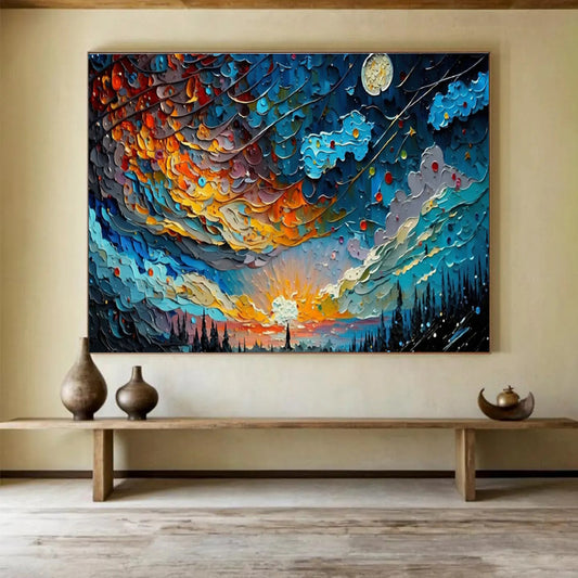 Colorful Starry Sky Art for Bohemian - Style Rooftop Lounge Spaces DLZ3262