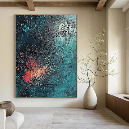 Dark Abstract with Red Splashes Art for Lounge & Art Gallery STSC734