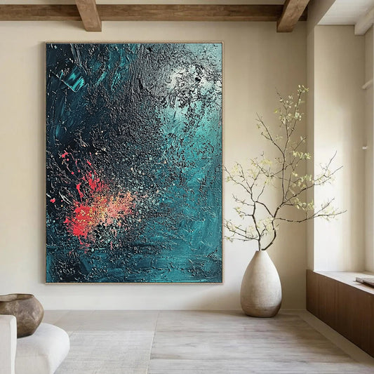Dark Abstract with Red Splashes Art for Lounge & Art Gallery STSC734