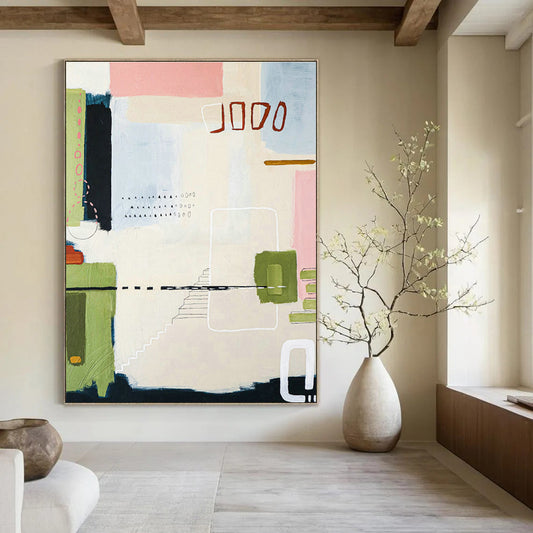 Pink - Green - Blue Abstract Art for Boho - Chic Home & Creative Atelier DLZ1116