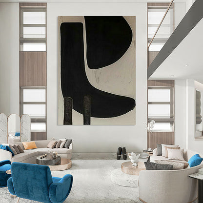 Black and White Curved Abstract Art for Scandinavian - Style Home & Art - Themed Library DLZ1975