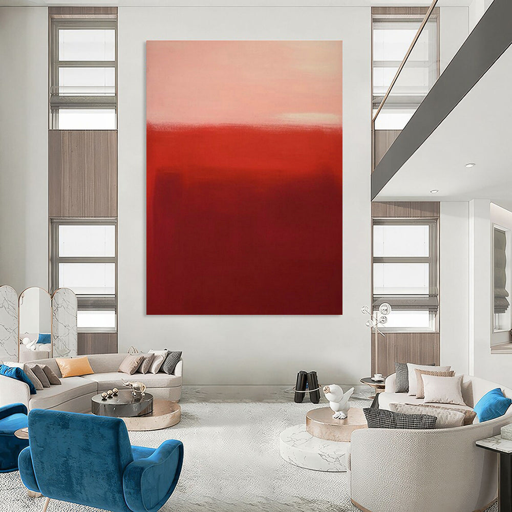 Gradient Red Abstract Art for Luxury Hotel Suite & Art Deco Home Bedroom DLZ1624