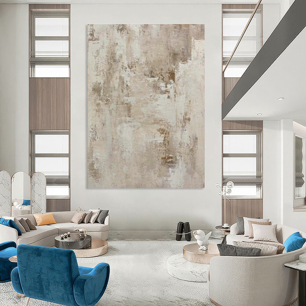 Beige - Gray Textured Abstract Art for Cozy Living Room Corners DLZ0245