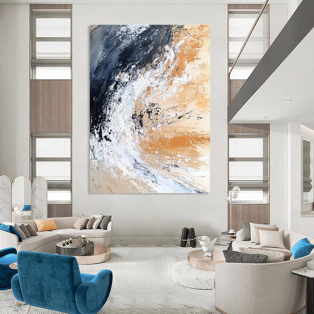 Earth - Toned Abstract Wave for Industrial - Chic Home & Minimalist Art Space STSC555