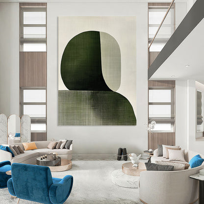 Green and Beige Abstract Shapes Art for Nature - Inspired Yoga Studio & Modern Home Library STSC1339