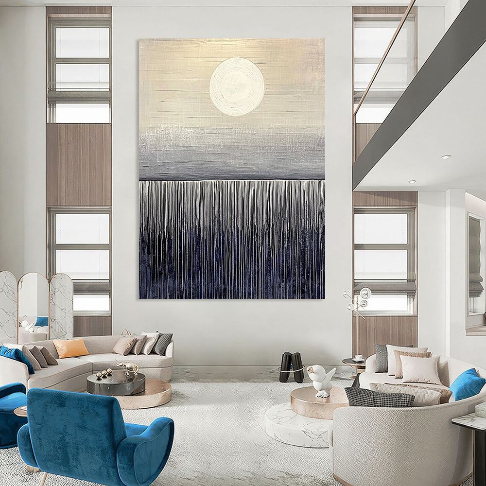 Minimalist Sun and Field Art for Modern Office Reception & Serene Home Study STSC1030