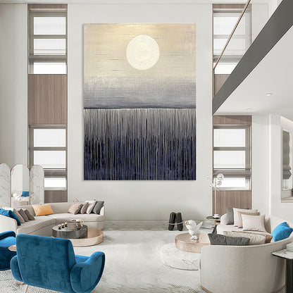 Minimalist Sun and Field Art for Modern Office Reception & Serene Home Study STSC1030