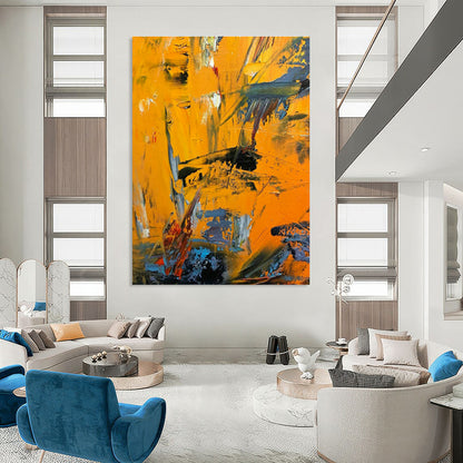 Vibrant Orange Abstract Art for Living Room & Kitchen DLZ0525