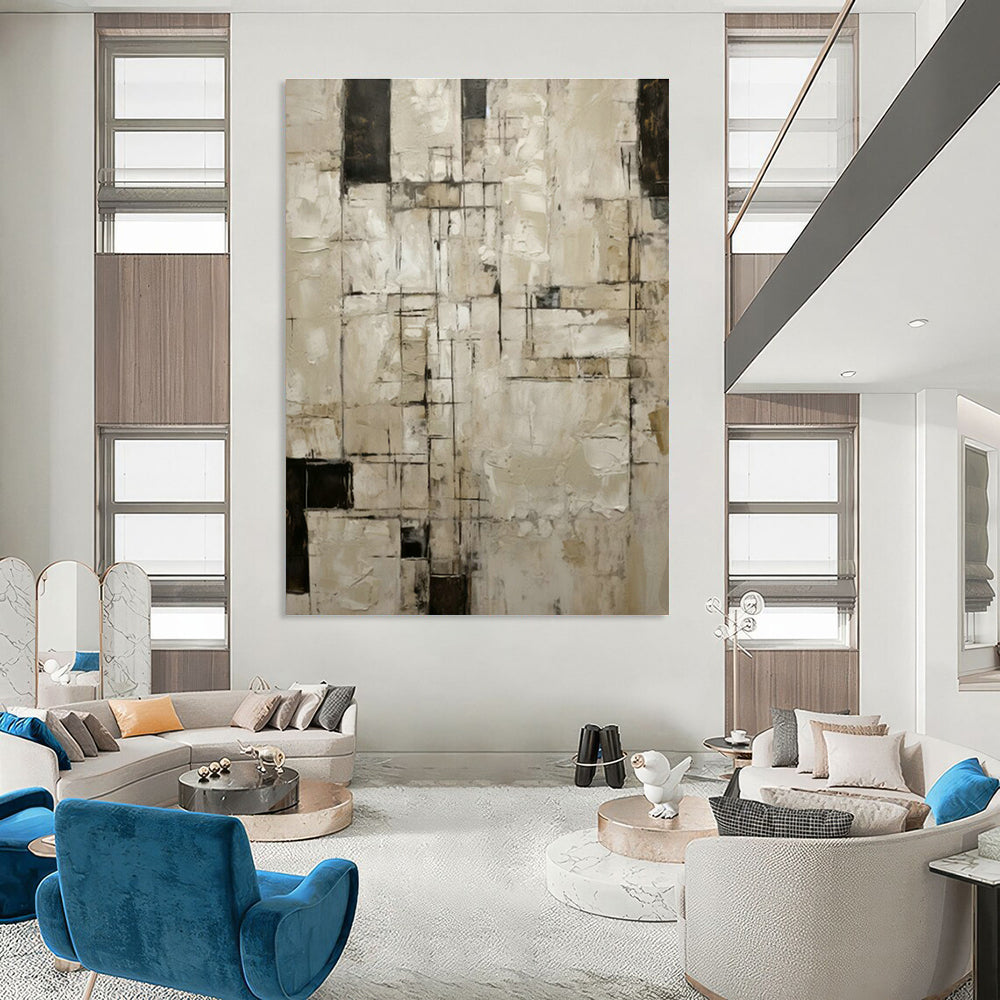 Vintage - Grey Geometric Abstract Art for Industrial Loft & Retro - Inspired Café DLZ1322
