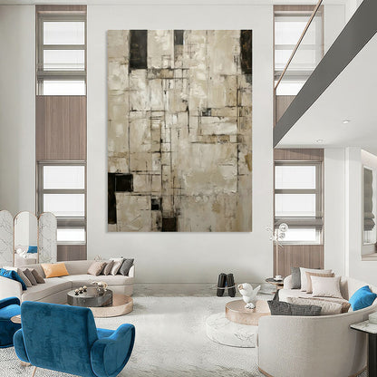 Vintage - Grey Geometric Abstract Art for Industrial Loft & Retro - Inspired Café DLZ1322