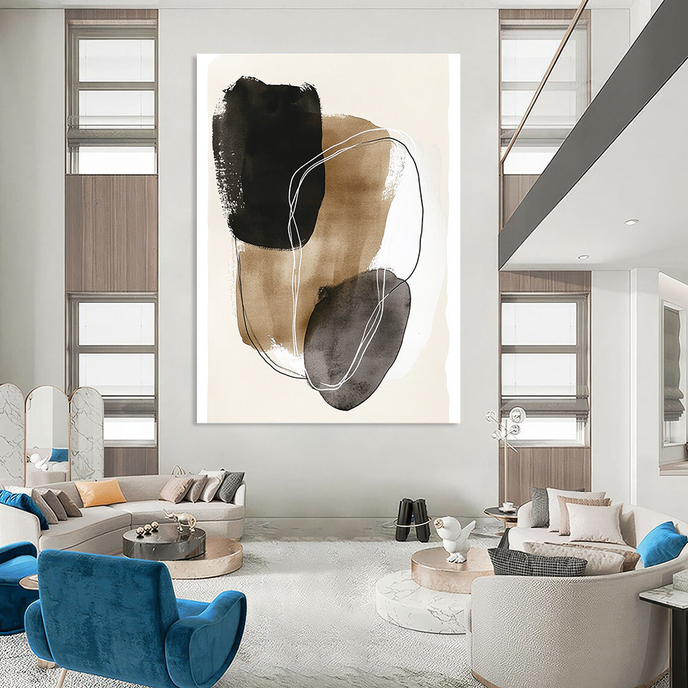 Abstract Ink Shapes Bohemian - Style Art for Eclectic Home Living Room & Creative Home Office STSC1459