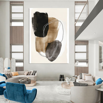 Abstract Ink Shapes Bohemian - Style Art for Eclectic Home Living Room & Creative Home Office STSC1459