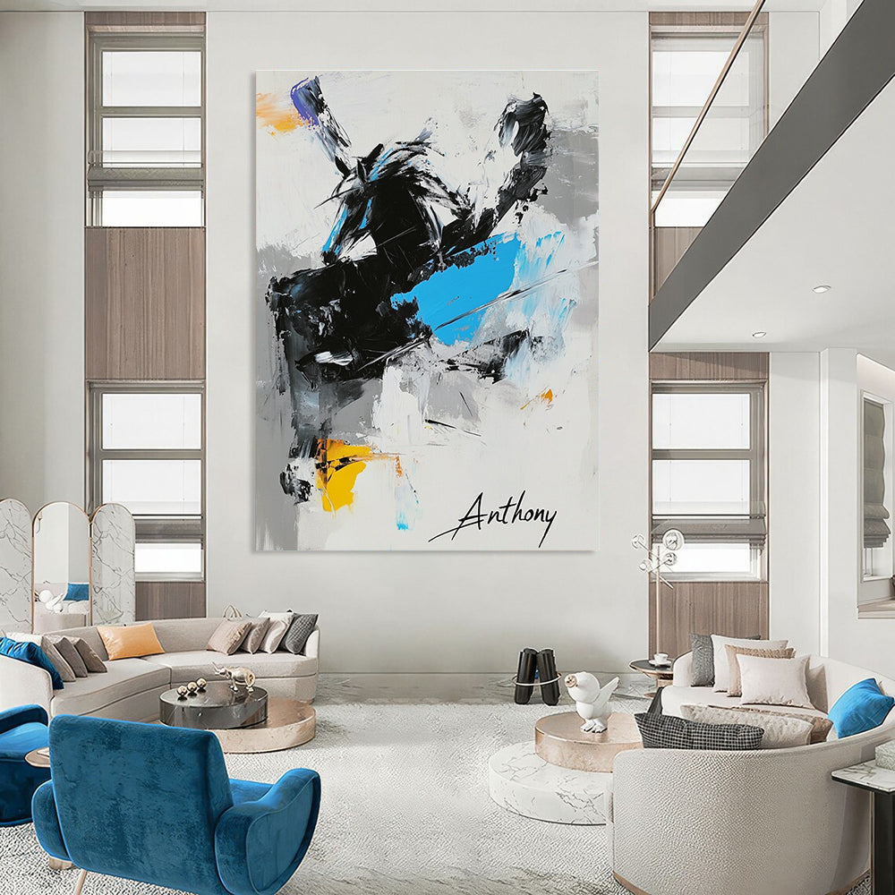 Abstract Black Horse for Equestrian - Themed Home & Bold Art Gallery STSC349