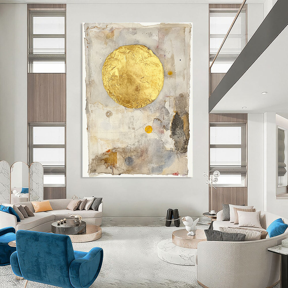 Gold Circle Collage for Art - Centric Lounge & Sophisticated Home Library STSC286