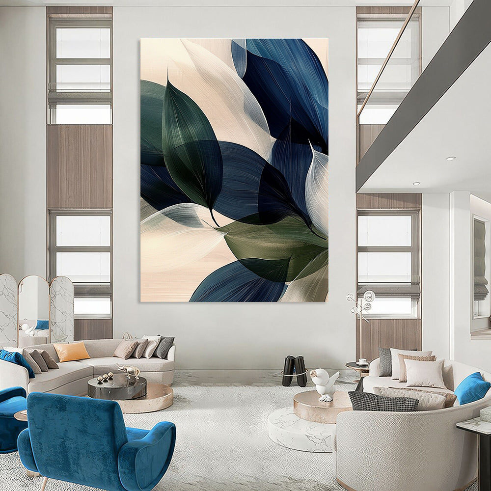 Nature - Inspired Blue - Green Leaves Art for Sunroom & Living Room STSC685