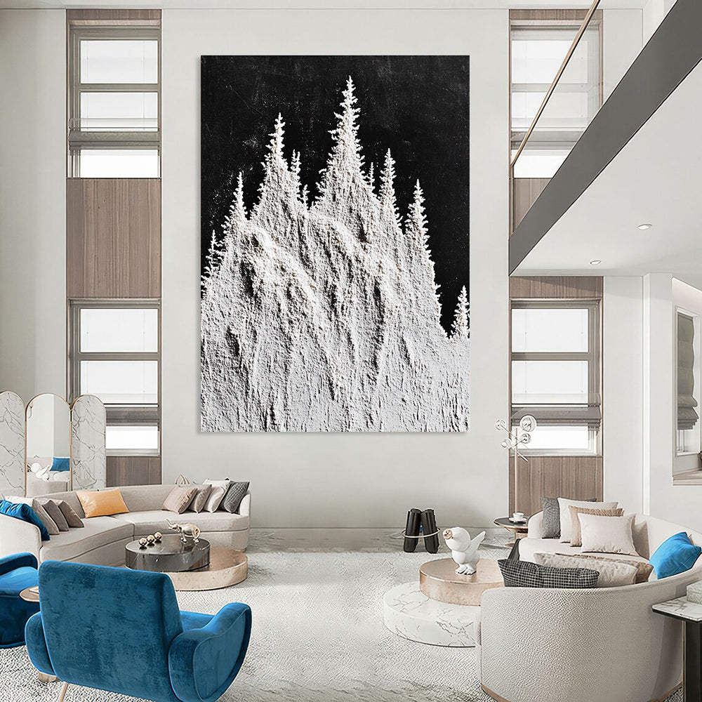 Flour - Shaped Trees Textural Landscape Art for Rustic Home & Cozy Home Reading Nook STSC1488