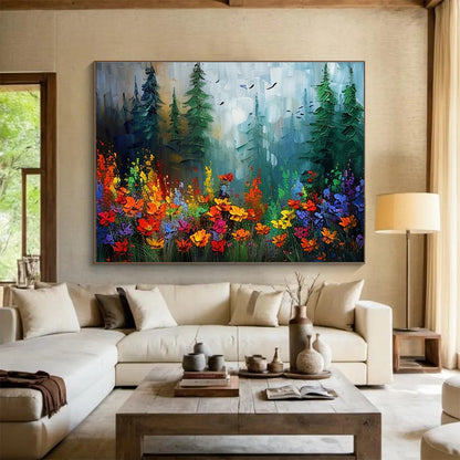 Colorful Forest Flower Field Art for Bohemian - Style Garden House Porches DLZ3223