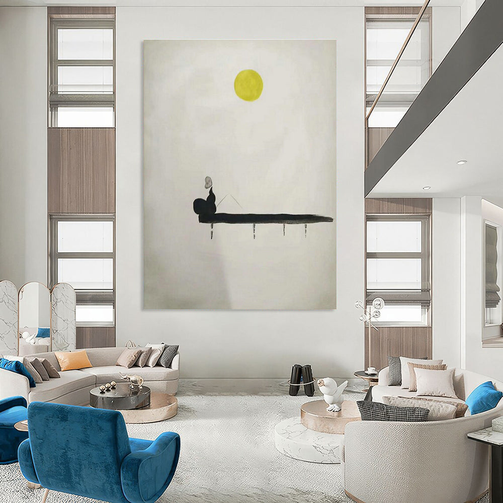 Moonlit Fishing Serenity Art for Coastal Bedroom & Zen Meditation Space DLZ2262