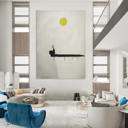 Moonlit Fishing Serenity Art for Coastal Bedroom & Zen Meditation Space DLZ2262