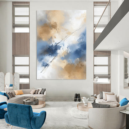 Blue and Beige Sky Abstract for Serene Bedroom & Nature - Themed Café STSC409