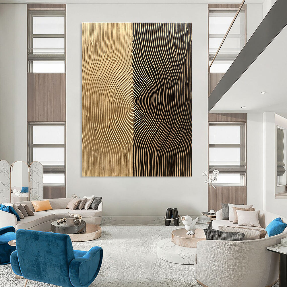 Gold and Black Textured Art for Luxurious Hotel Lobby & Modern Office Reception STSC1214
