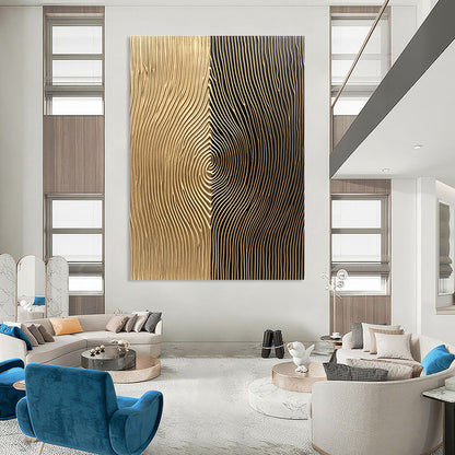 Gold and Black Textured Art for Luxurious Hotel Lobby & Modern Office Reception STSC1214