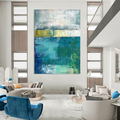 Blue and Green Abstract Layers for Coastal Home Living Room & Modern Office Break Area STSC420