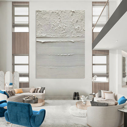 White Textured Abstract Art for Zen Meditation Space & High - End Hotel Lobby DLZ1452