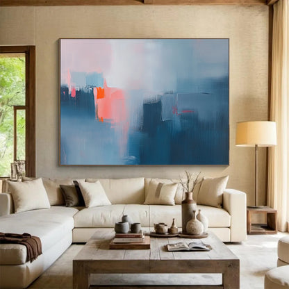 Blue and Pink Abstract Art for Contemporary Home Decor & Artistic Café SC319