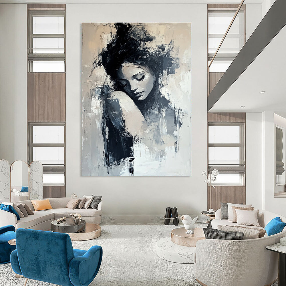Monochrome Female Figure for Thoughtful Library & Feminine Home Office STSC297