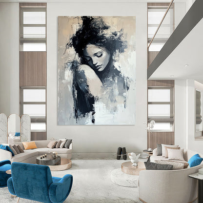 Monochrome Female Figure for Thoughtful Library & Feminine Home Office STSC297