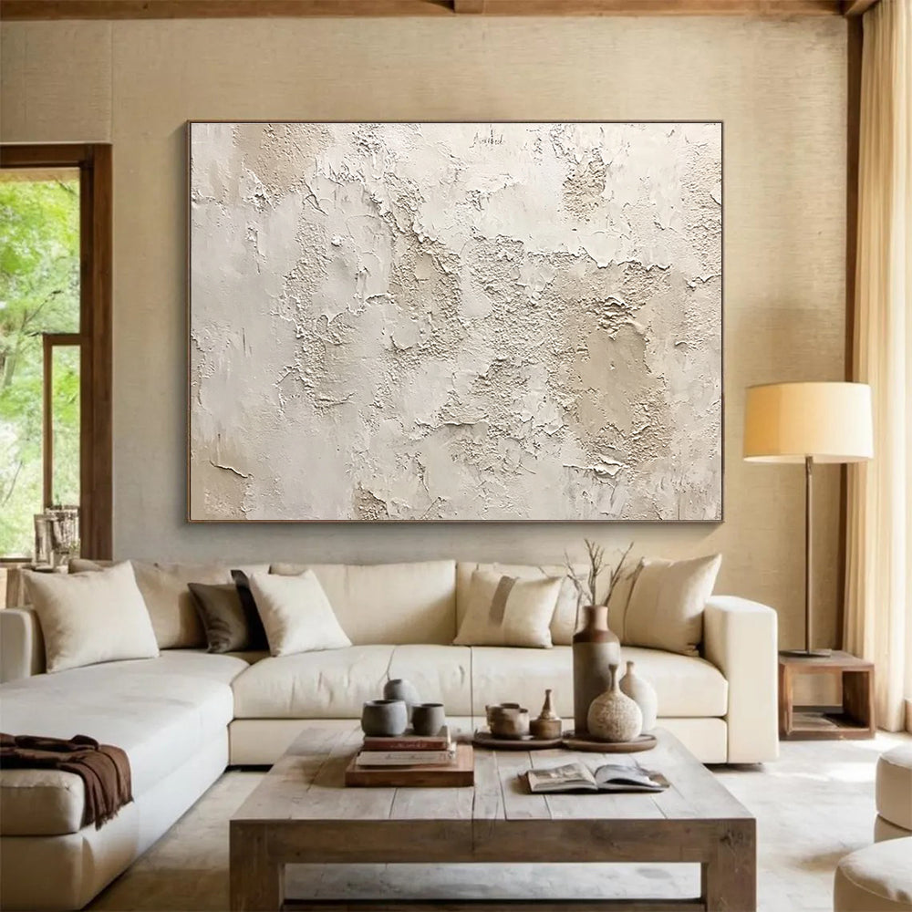 Textured Neutral Wall Art for Rustic Home Library & Earth - Tone Spa SC183