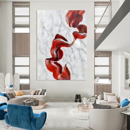 Red Ribbon Abstract Art for Living Room & Bedroom DLZ0485