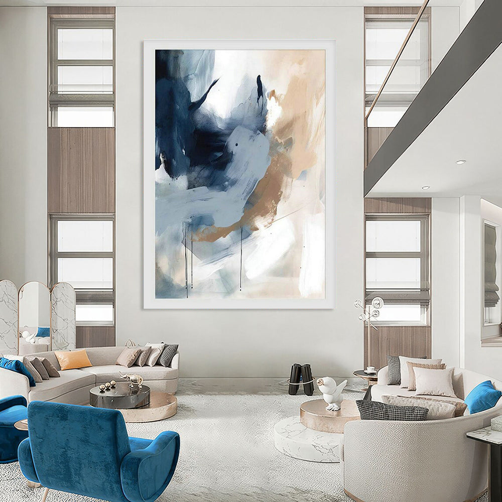 Blue - Gray Abstract Art for Corporate Reception Areas DLZ0106