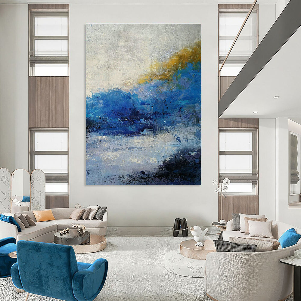 Blue - Tone Landscape Abstract Art for Living Room & Sunroom DLZ0545