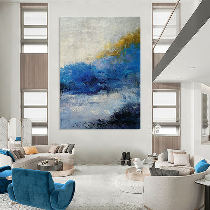 Blue - Tone Landscape Abstract Art for Living Room & Sunroom DLZ0545