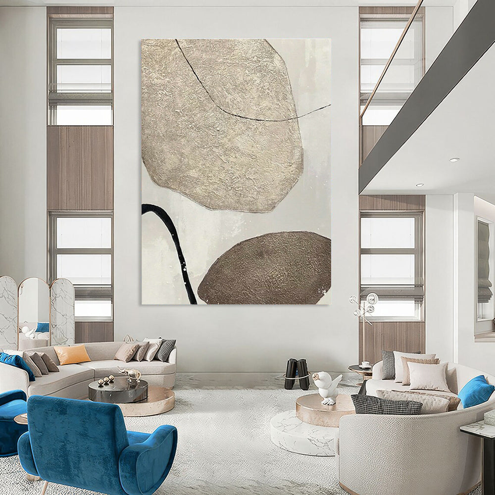 Brown - Stone Linear Abstract Art for Nature - Inspired Home & Outdoor - Themed Café DLZ1328