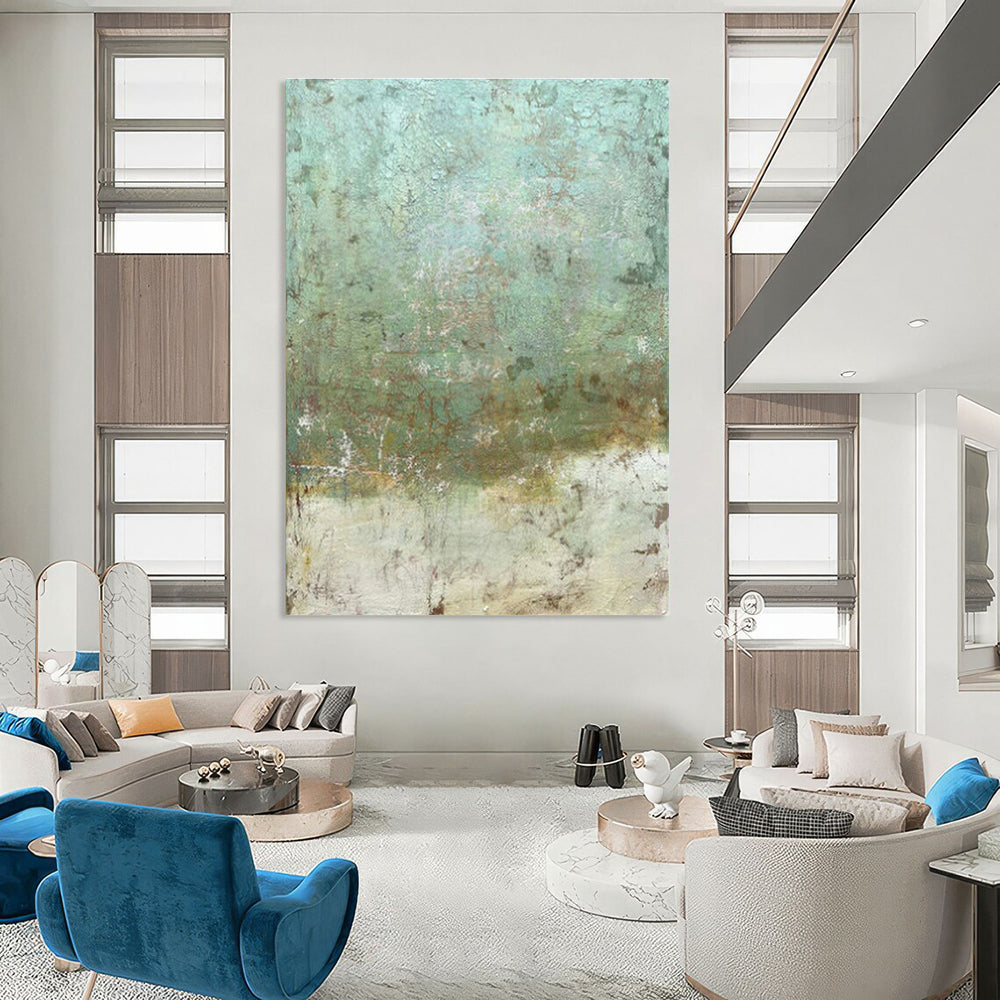 Teal Abstract Texture Art for Coastal Home & Spa Retreat DLZ2172