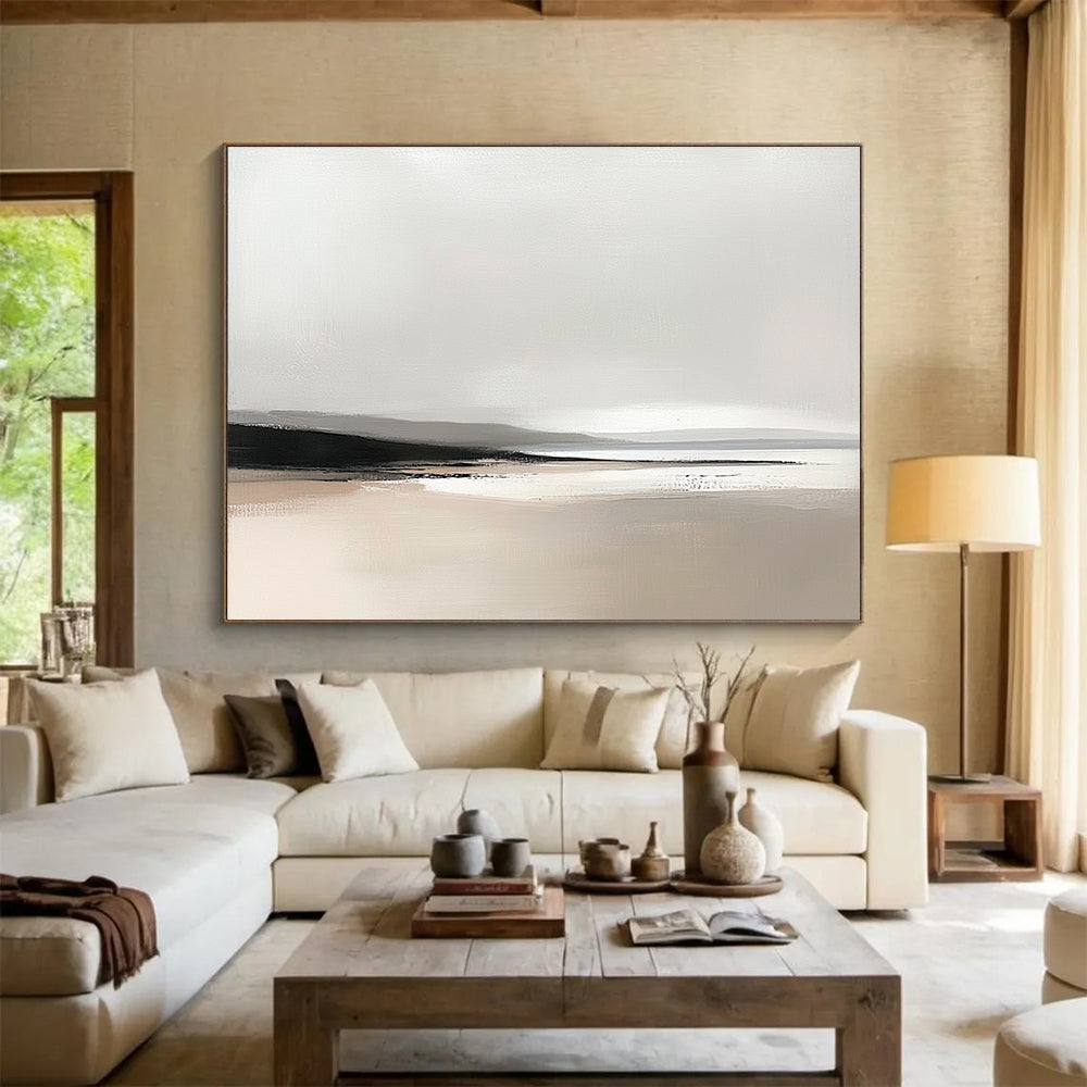 Minimalist Gray Landscape Art for Modern Spa Retreat & Calm Reading Nook SC092