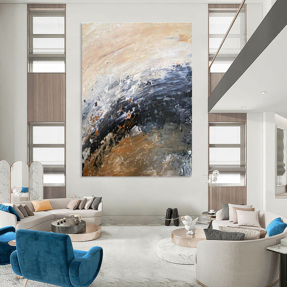 Brown - Black Abstract Art for Industrial - Style Loft Apartment Living Room Walls DLZ0008